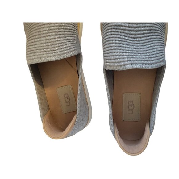 UGG Women's Metallic Silver Loafers Knit Casual 9 - Picture 2 of 7